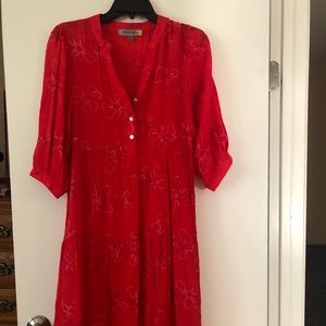 Figueroa & Flower Boho Red Midi Dress Medium